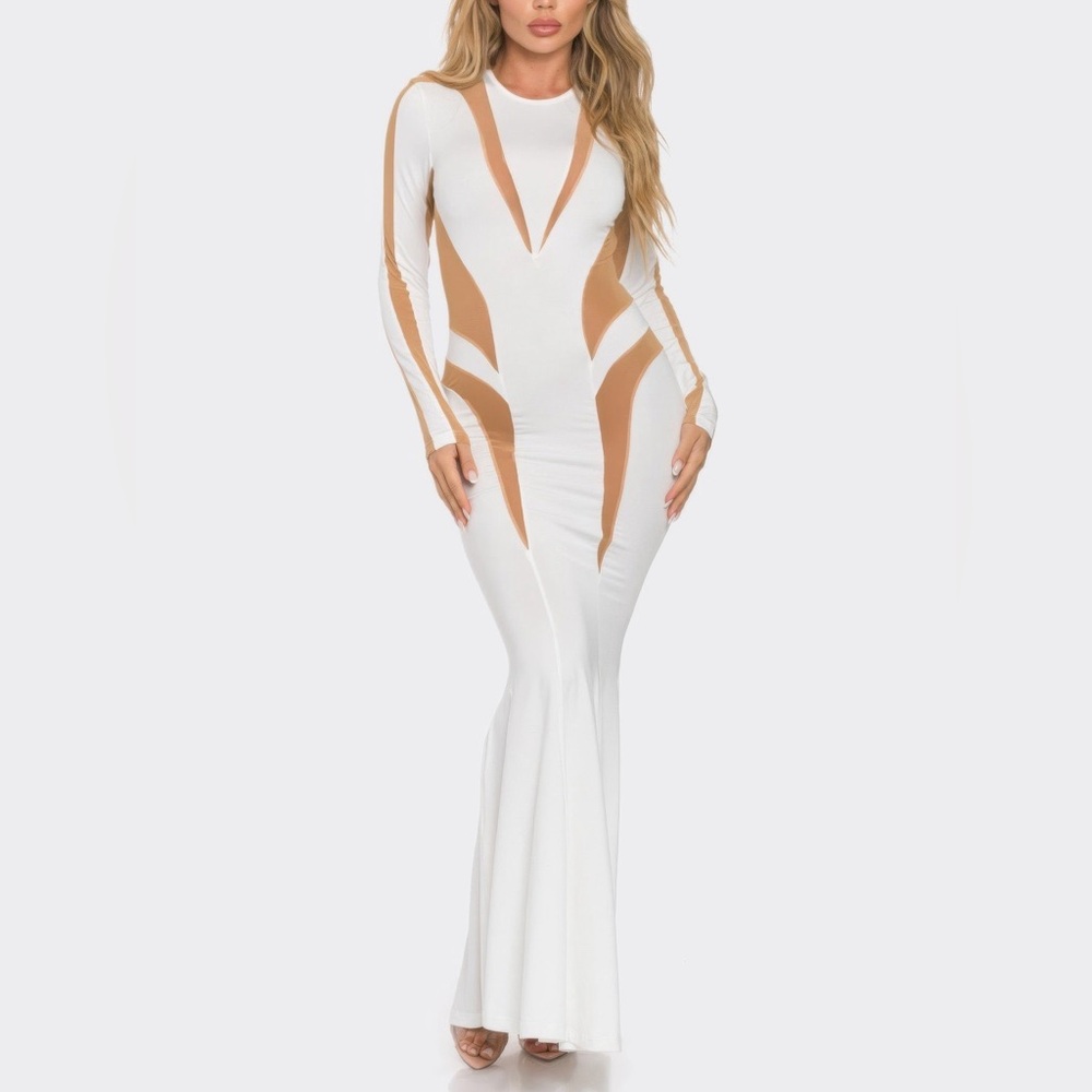 NWT Mesh Cut Out Detail Maxi Dress